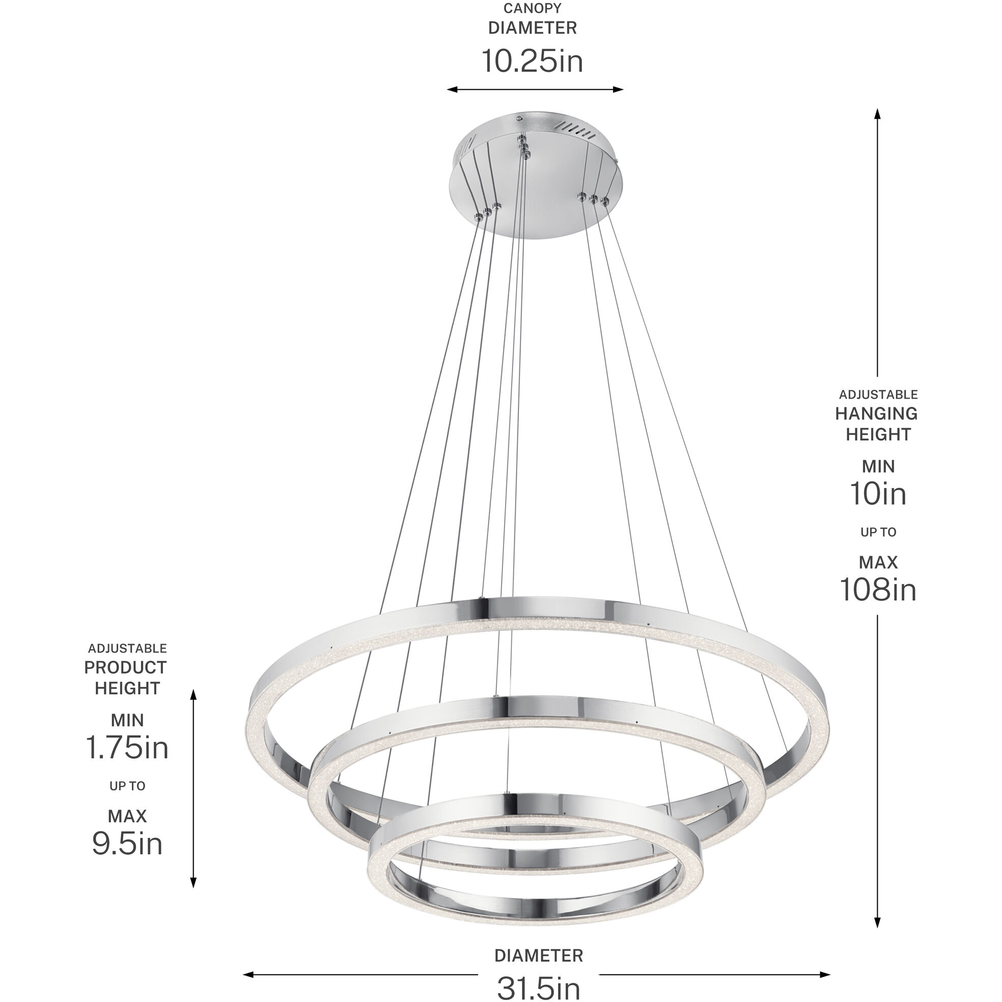 Opus LED 36 inch Chrome Chandelier Ceiling Light