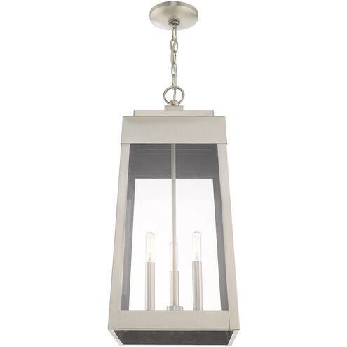 Oslo 3 Light 11 inch Brushed Nickel Outdoor Pendant Lantern