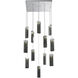 Parallel LED Classic Silver Chandelier Ceiling Light, Square Multi-Port