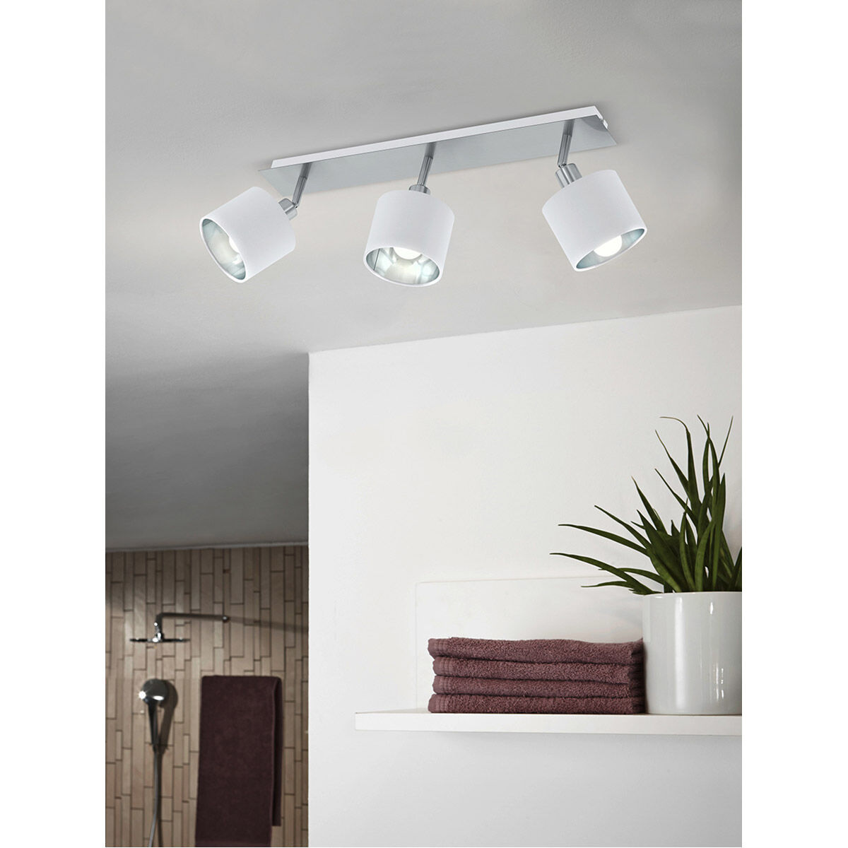 Valbiano 3 Light 120 Satin Nickel and White Track Light Ceiling Light