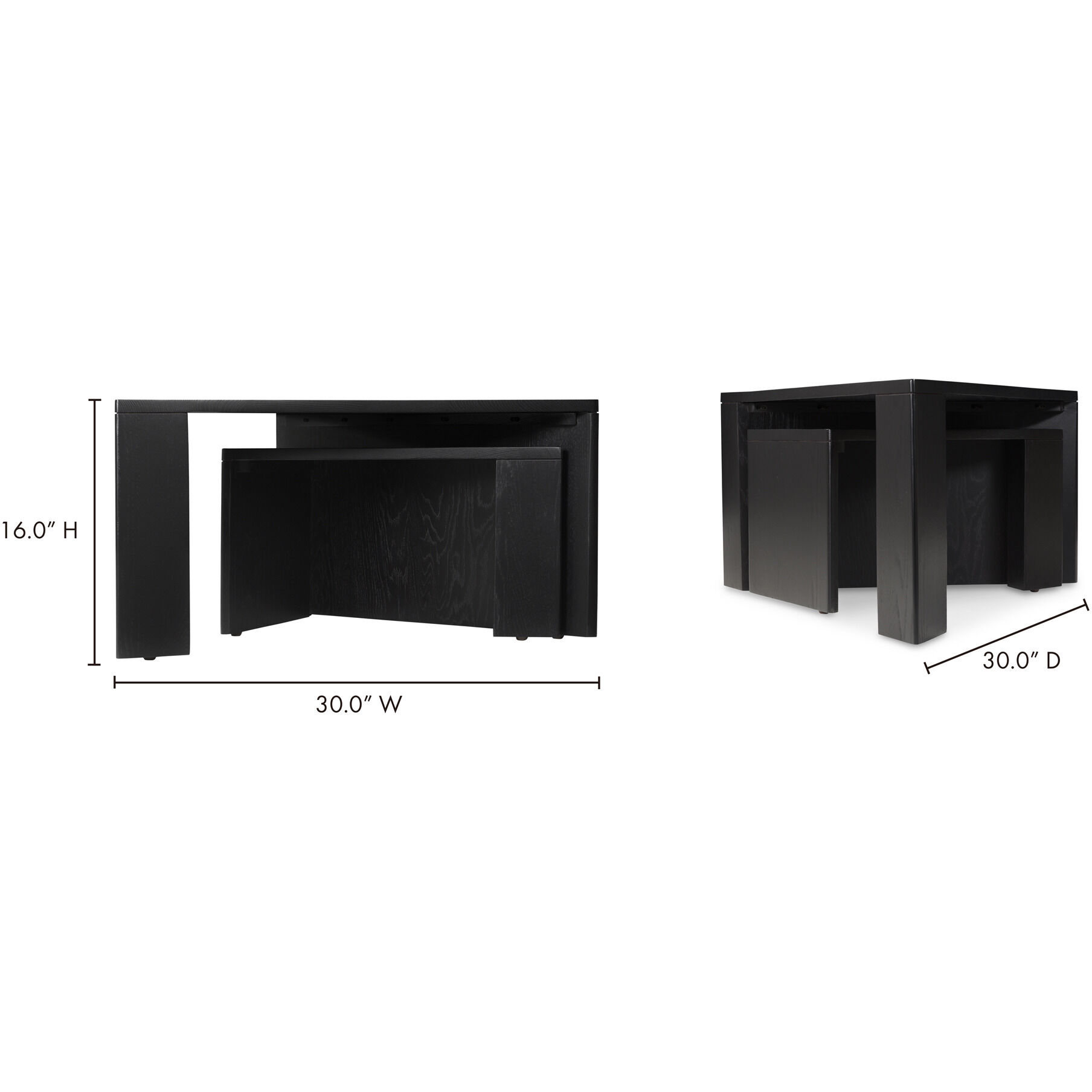 Aton 30 X 30 inch Black Coffee Table, Nesting