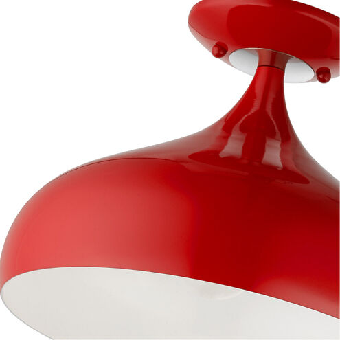 Amador 1 Light 12 inch Shiny Red with Polished Chrome Accents Semi-Flush Mount Ceiling Light