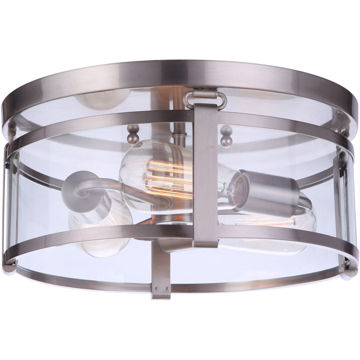 Elliot 3 Light 13 inch Brushed Polished Nickel Flushmount Ceiling Light