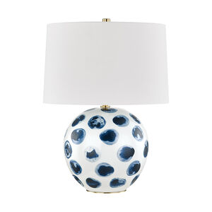 Blue Point 22 inch 120.00 watt White/Blue Dots Table Lamp Portable Light