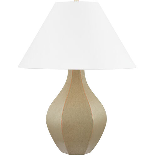 Abescon 28.5 inch 25 watt Aged Brass and Ceramic Cocoon Table Lamp Portable Light