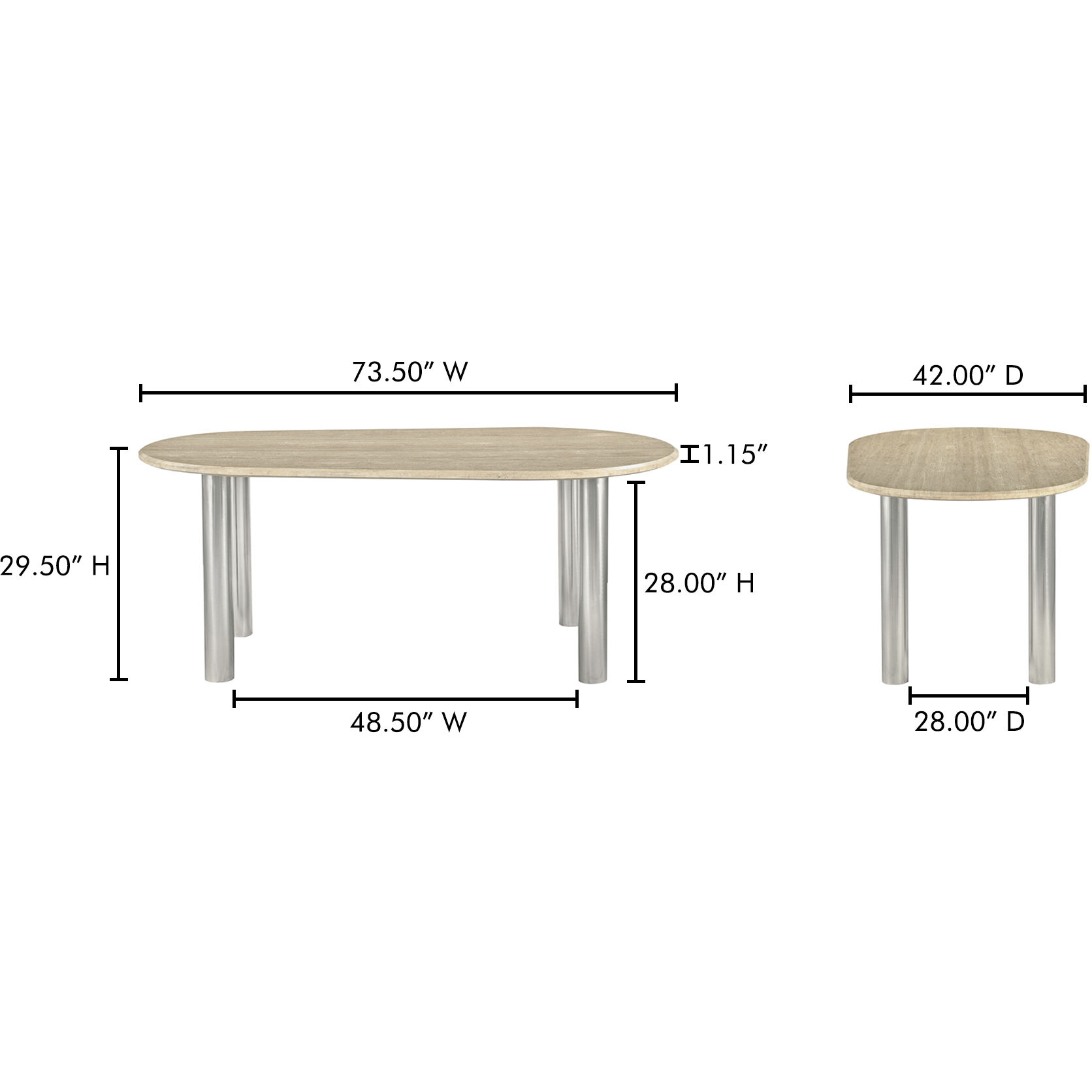 Fia 73.5 X 42 inch Beige Dining Table