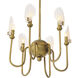 Isabelle 6 Light 20.87 inch Vintage Brass and Handmade Glass Pendant Ceiling Light