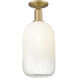 Downtown Urban Brookhaven Cloche 1 Light 7 inch Brushed Brass Semi-Flush Mount Ceiling Light in Opal Glass