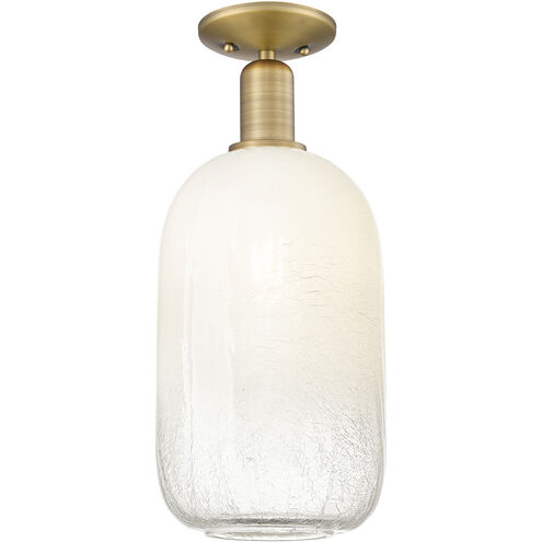Downtown Urban Brookhaven Cloche 1 Light 7 inch Brushed Brass Semi-Flush Mount Ceiling Light in Opal Glass