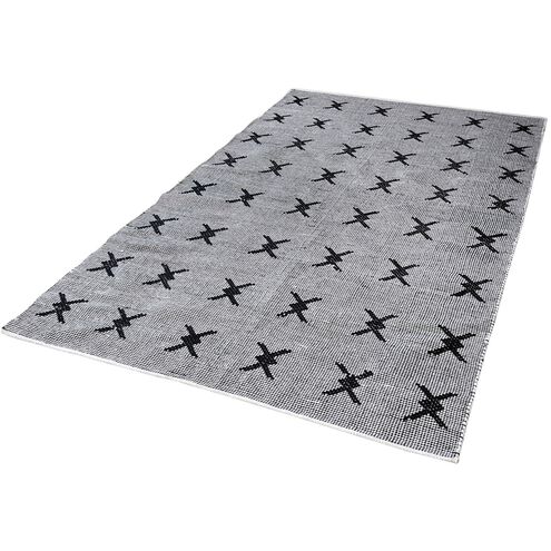 Eton 60 X 36 inch Black with White Rug, Handwoven