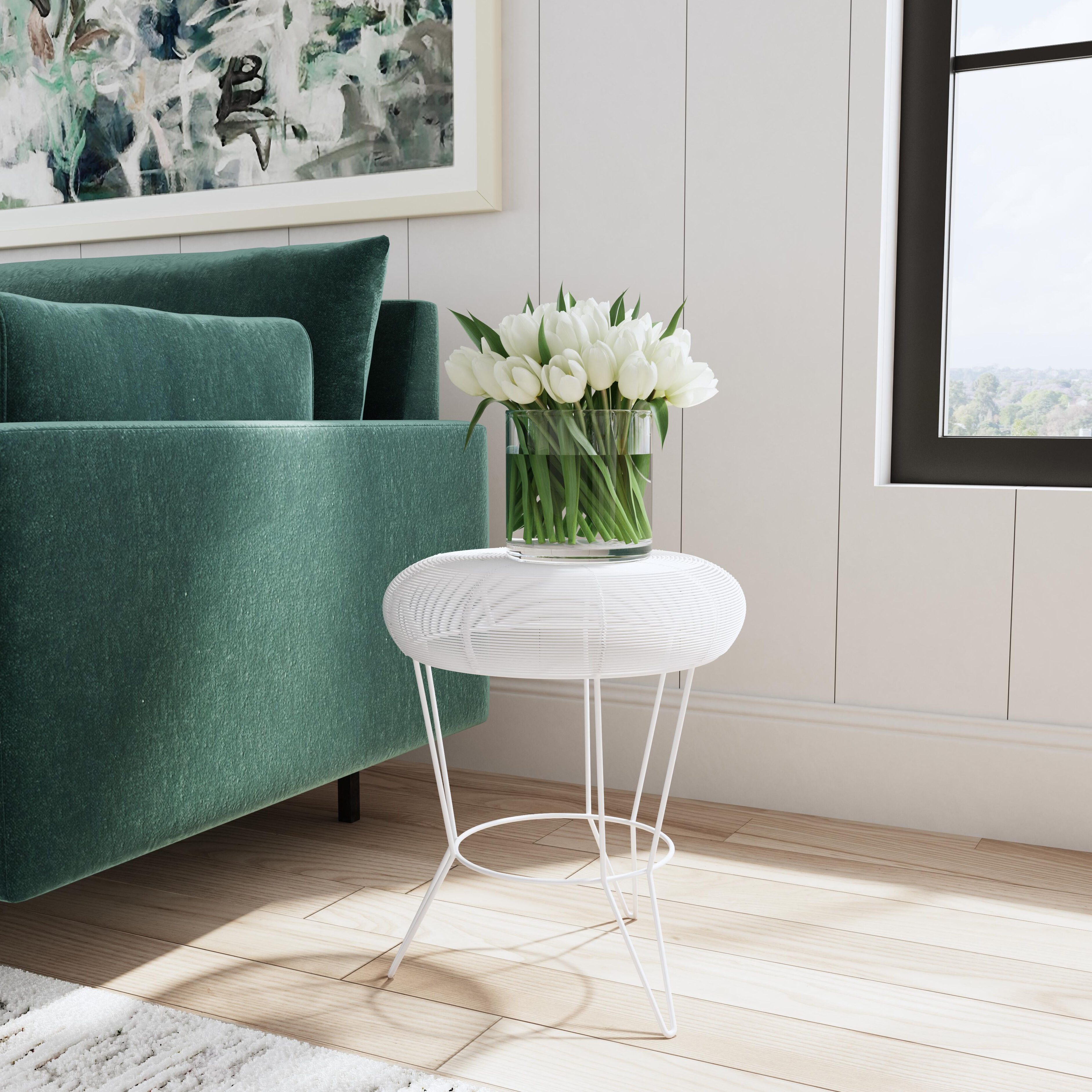 Allen Decorative Wire Side Table in White