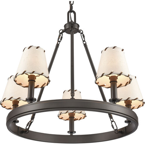 Marion 5 Light 24.5 inch Oil Rubbed Bronze with White Chandelier Ceiling Light