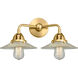 Nouveau 2 Halophane LED 17 inch Satin Gold Bath Vanity Light Wall Light in Clear Halophane Glass