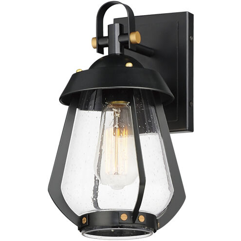 Mariner 1 Light 12.75 inch Black with Antique Brass Outdoor Wall Mount, Small