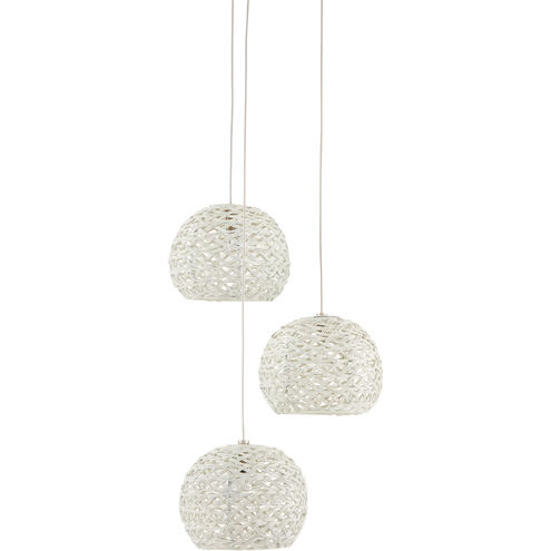 Piero 3 Light 8 inch White/Painted Silver Multi-Drop Pendant Ceiling Light