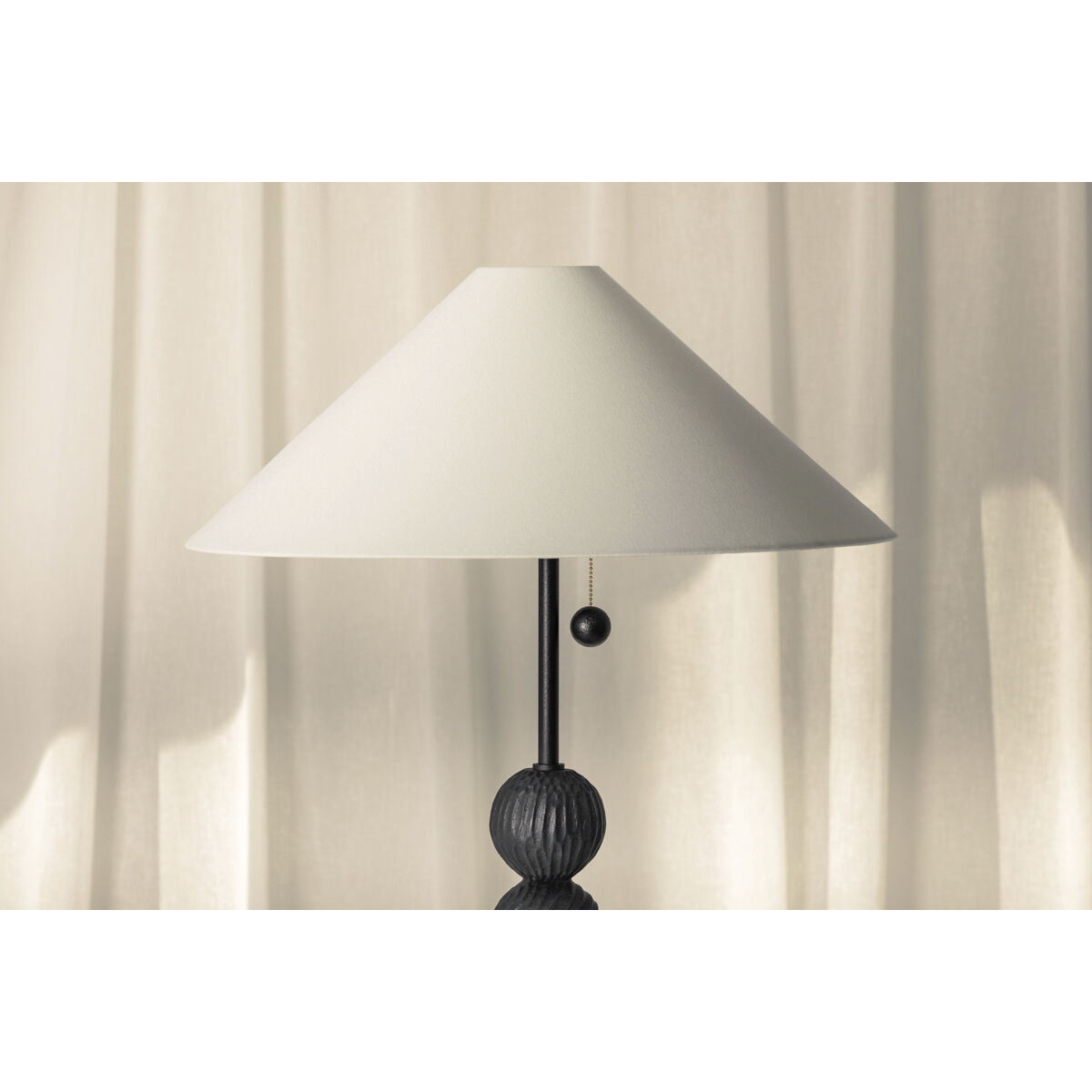 Miela 64 inch 15.00 watt Forged Iron/Ceramic Black Motif Table Lamp Portable Light