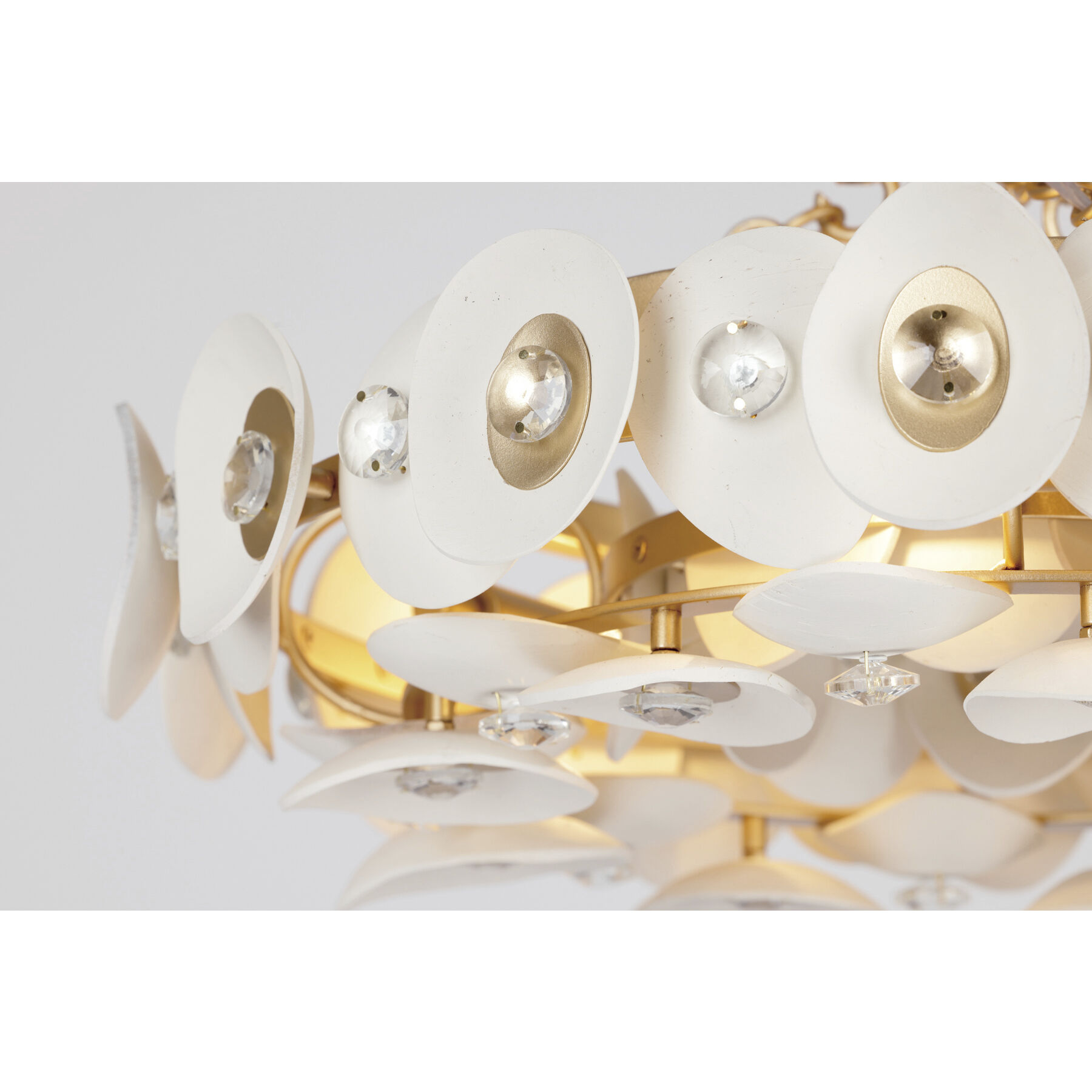 Niu 3 Light 20 inch Coconut Shell Gold / Coconut Shell White Semi Flush Ceiling Light