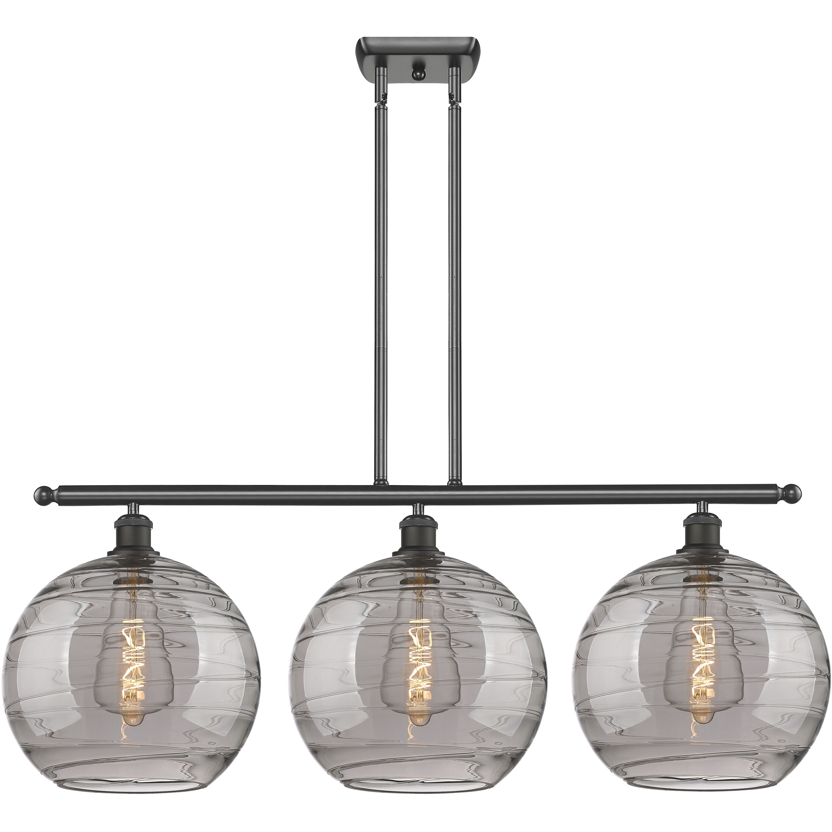 Ballston Athens Deco Swirl 3 Light 38.5 inch Oil Rubbed Bronze Stem Hung Island Light Ceiling Light