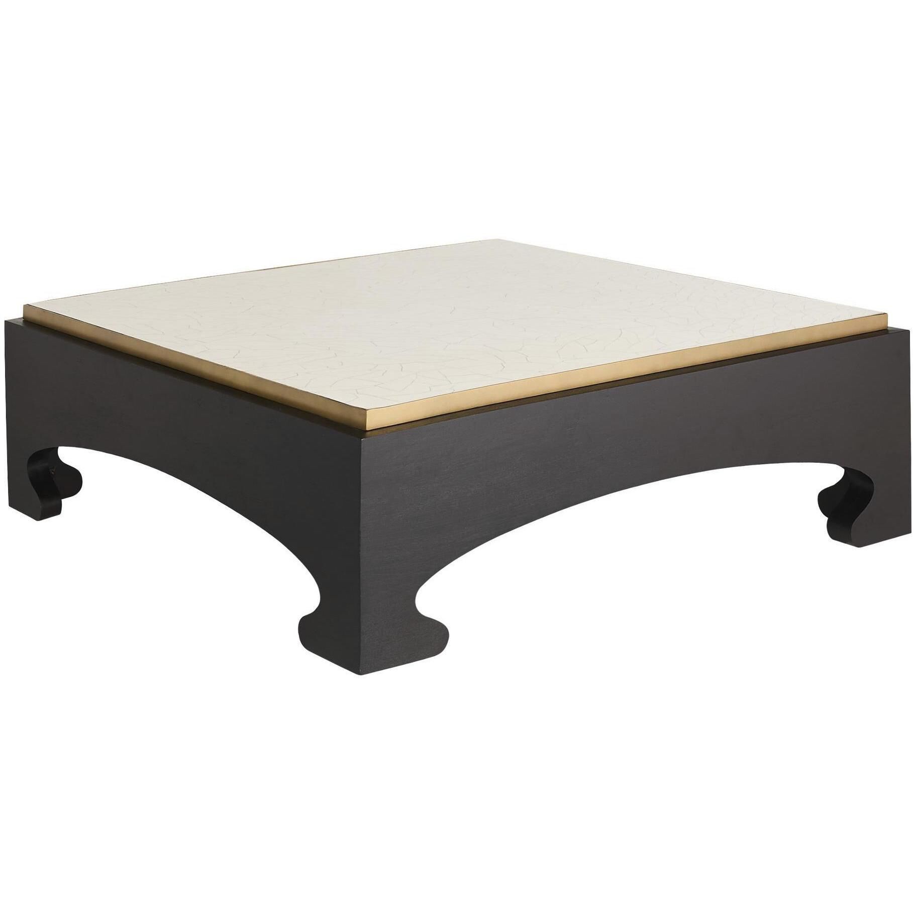 Montreal 48 X 16.5 inch Crackled Ivory and Ebony with Antique Brass Coffee Table