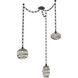 Misto 3 Light 15.5 inch Matte Black Swag Multi-Pendant Ceiling Light in Optic Rib Smoke, Rectangular Chain