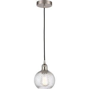 Edison Athens Twisted Swirl LED 6 inch Brushed Satin Nickel Mini Pendant Ceiling Light