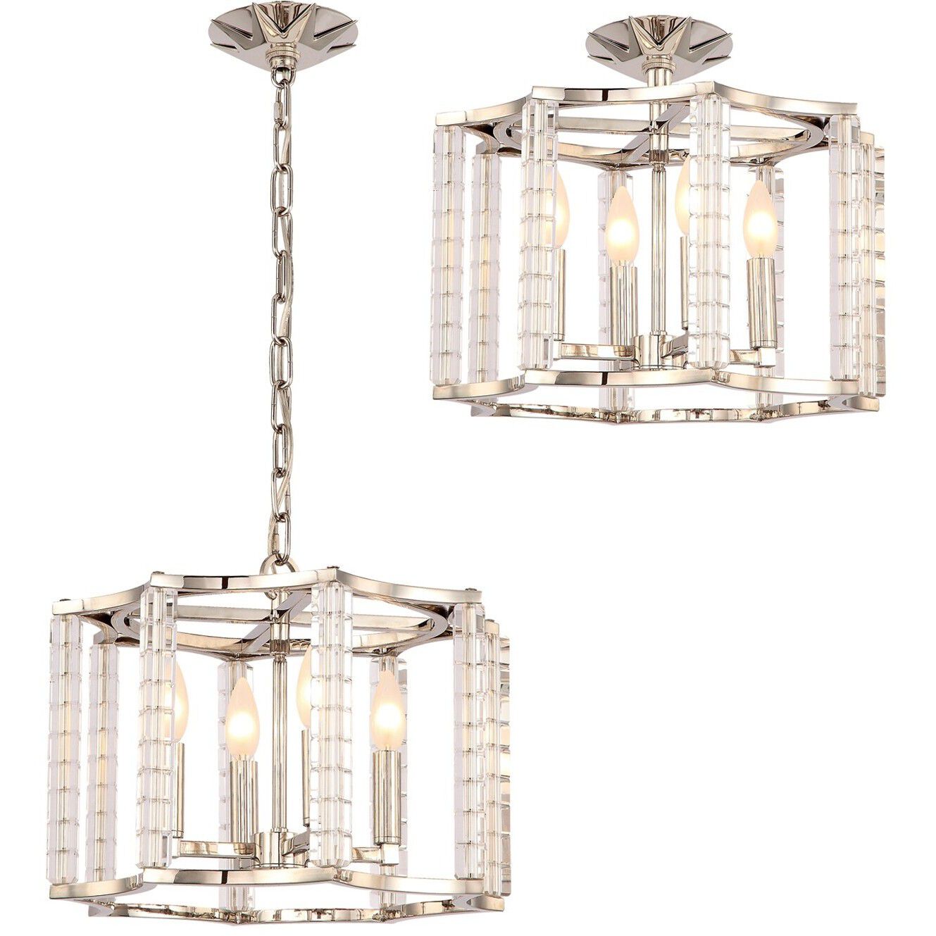 Carson 4 Light 16 inch Polished Nickel Semi Flush Ceiling Light