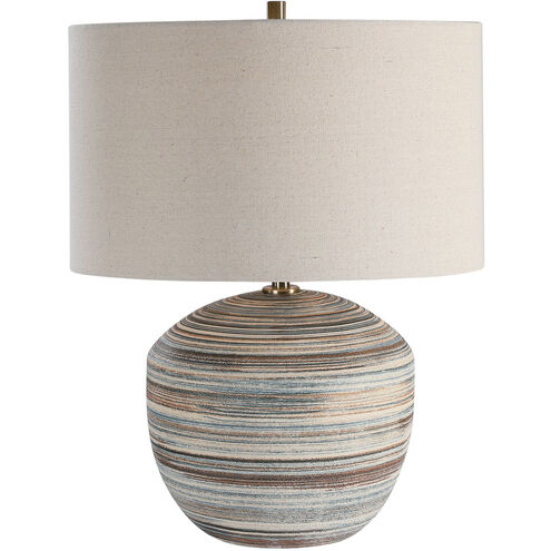 Prospect 22 inch 150 watt Brown/Taupe/Cream/Blue Ceramic Accent Lamp Portable Light