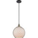 Ballston Large Farmhouse Chicken Wire LED 10 inch Black Antique Brass Mini Pendant Ceiling Light, Ballston