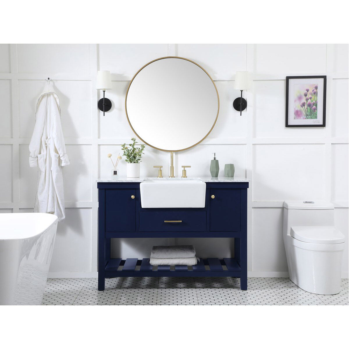 Clement 48 X 22 X 34 inch Blue Bathroom Vanity Cabinet