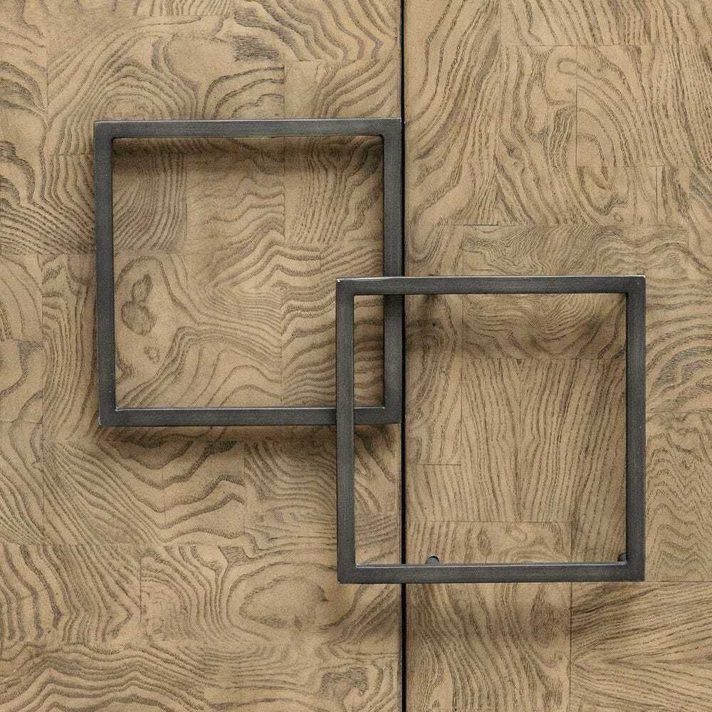 Paltrow Rich Burl Veneer and Oak Wood with Oil-Rubbed Bronze 2 Door Cabinet