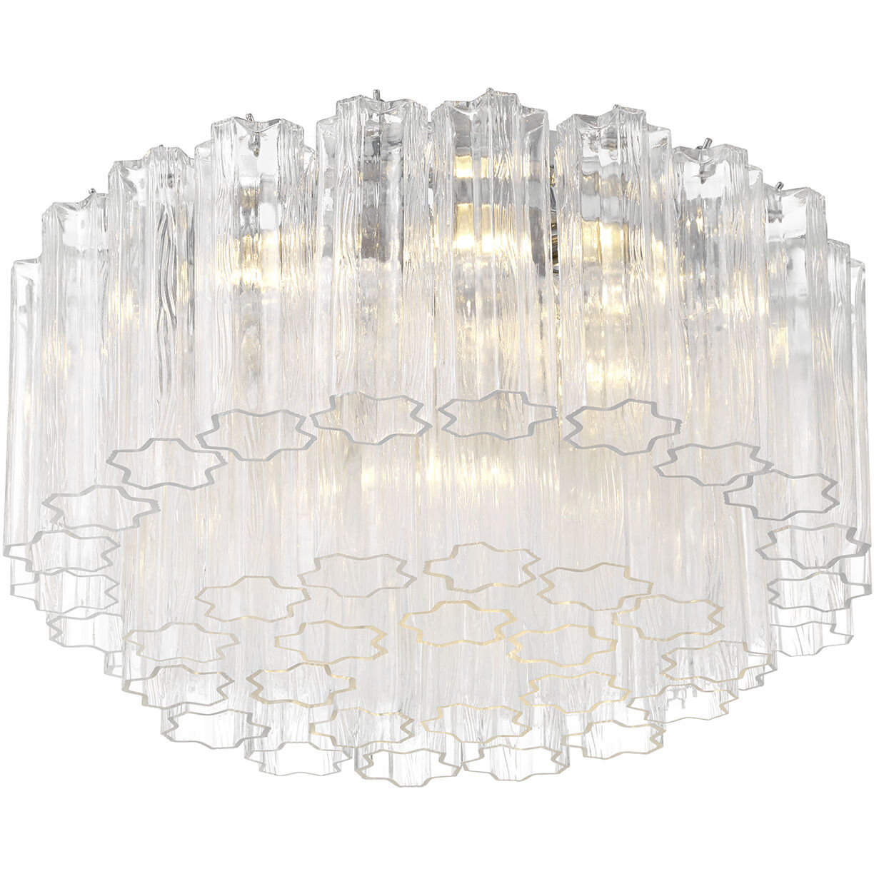 Addis 7 Light 22.25 inch Polished Chrome Flush Ceiling Light in Tronchi Glass Clear