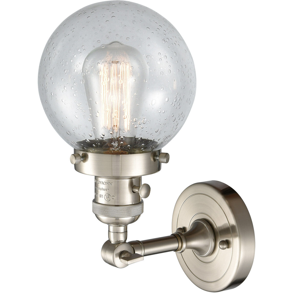 Franklin Restoration Beacon 1 Light 6 inch Brushed Satin Nickel Sconce Wall Light in Seedy Glass, Franklin Restoration