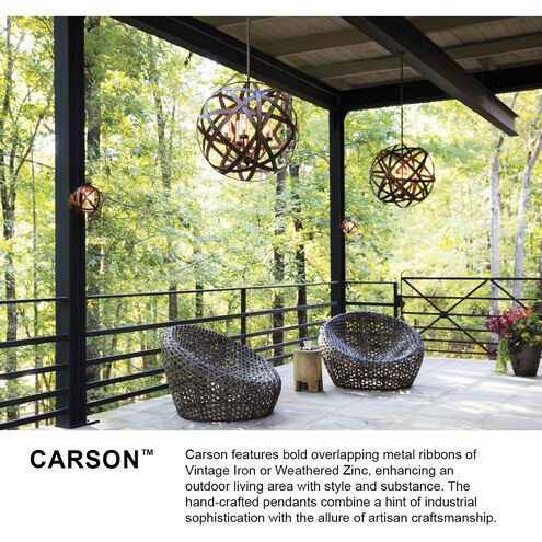 Open Air Carson LED 19 inch Vintage Iron Outdoor Hanging, Low Voltage