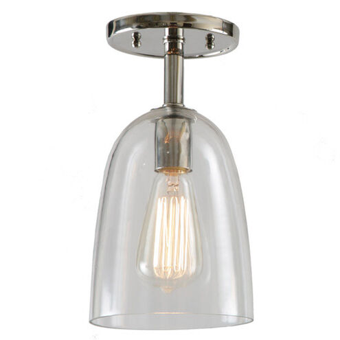 Grand Central 1 Light 6 inch Gun Metal Flush Mount Ceiling Light in Clear Mouth Blown