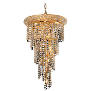 Spiral 8 Light 16 inch Gold Dining Chandelier Ceiling Light in Royal Cut