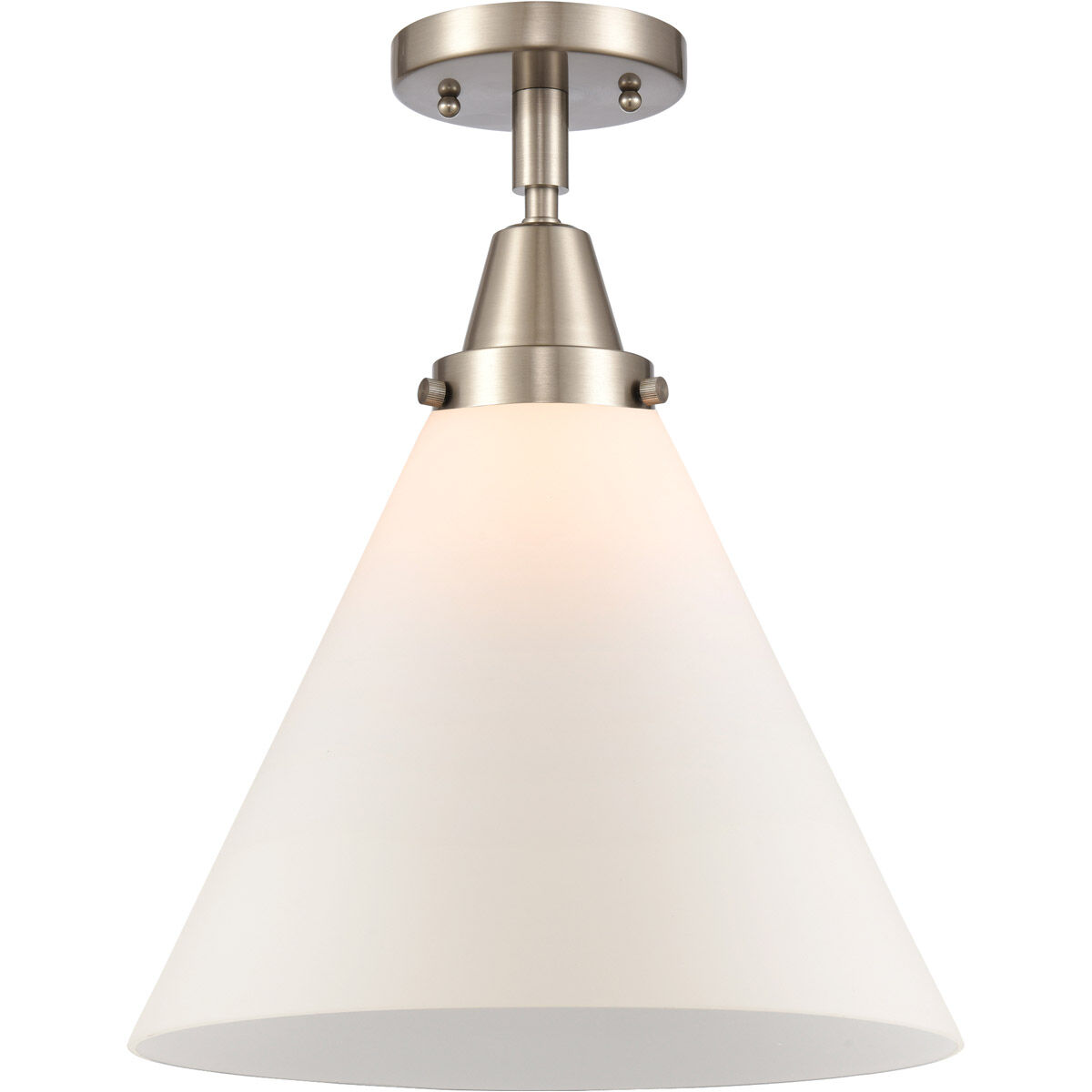Franklin Restoration X-Large Cone 1 Light 12 inch Brushed Satin Nickel Flush Mount Ceiling Light in Matte White Glass