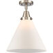 Franklin Restoration X-Large Cone 1 Light 12 inch Brushed Satin Nickel Flush Mount Ceiling Light in Matte White Glass