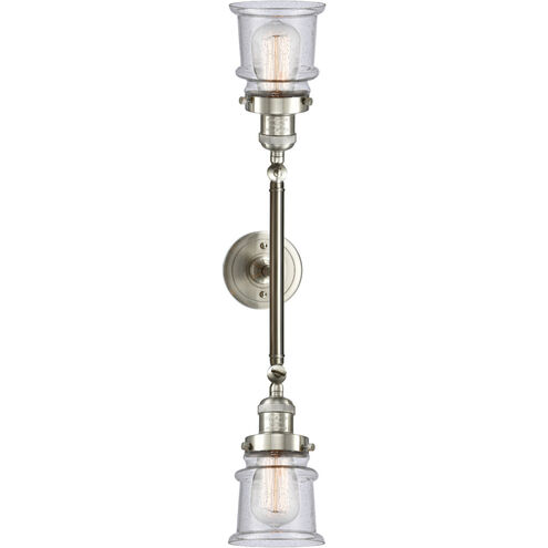 Franklin Restoration Small Canton LED 16.5 inch Brushed Satin Nickel Bath Vanity Light Wall Light in Seedy Glass, Franklin Restoration