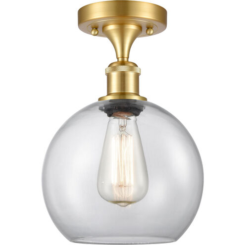 Ballston Athens LED 8 inch Satin Gold Semi-Flush Mount Ceiling Light in Clear Glass