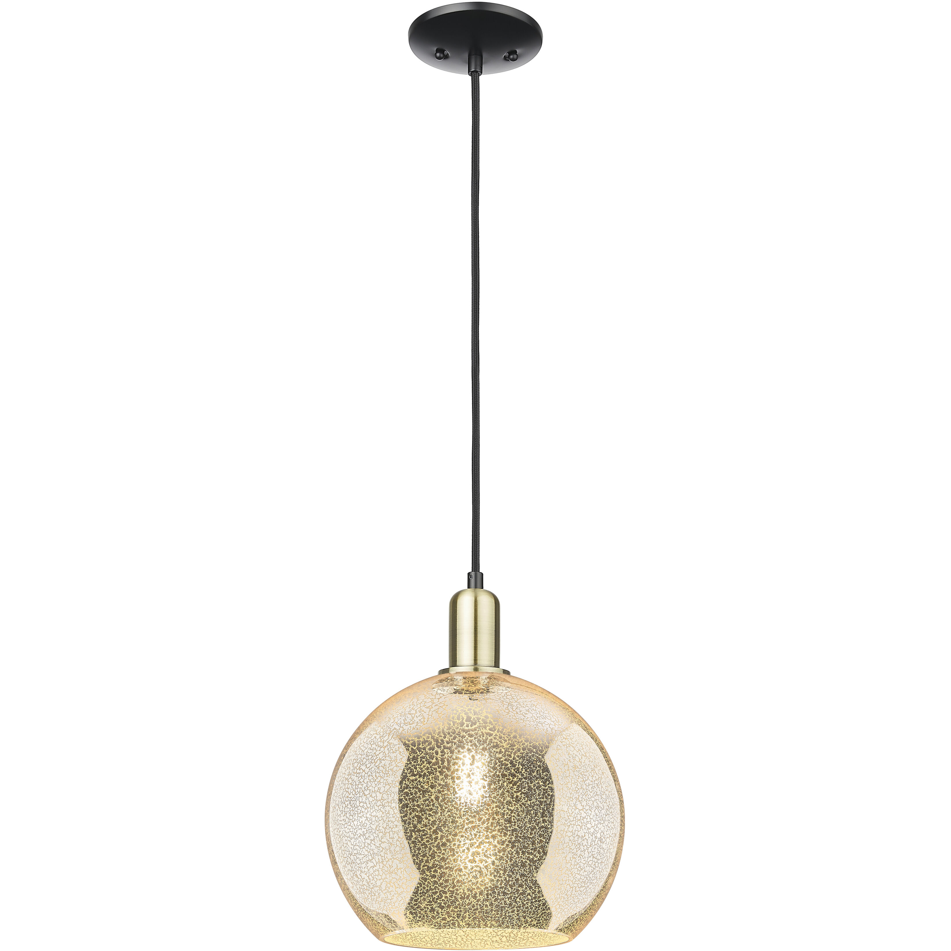 Arcadia Athens 1 Light 10 inch Black Antique Brass Mini Pendant Ceiling Light in Mercury