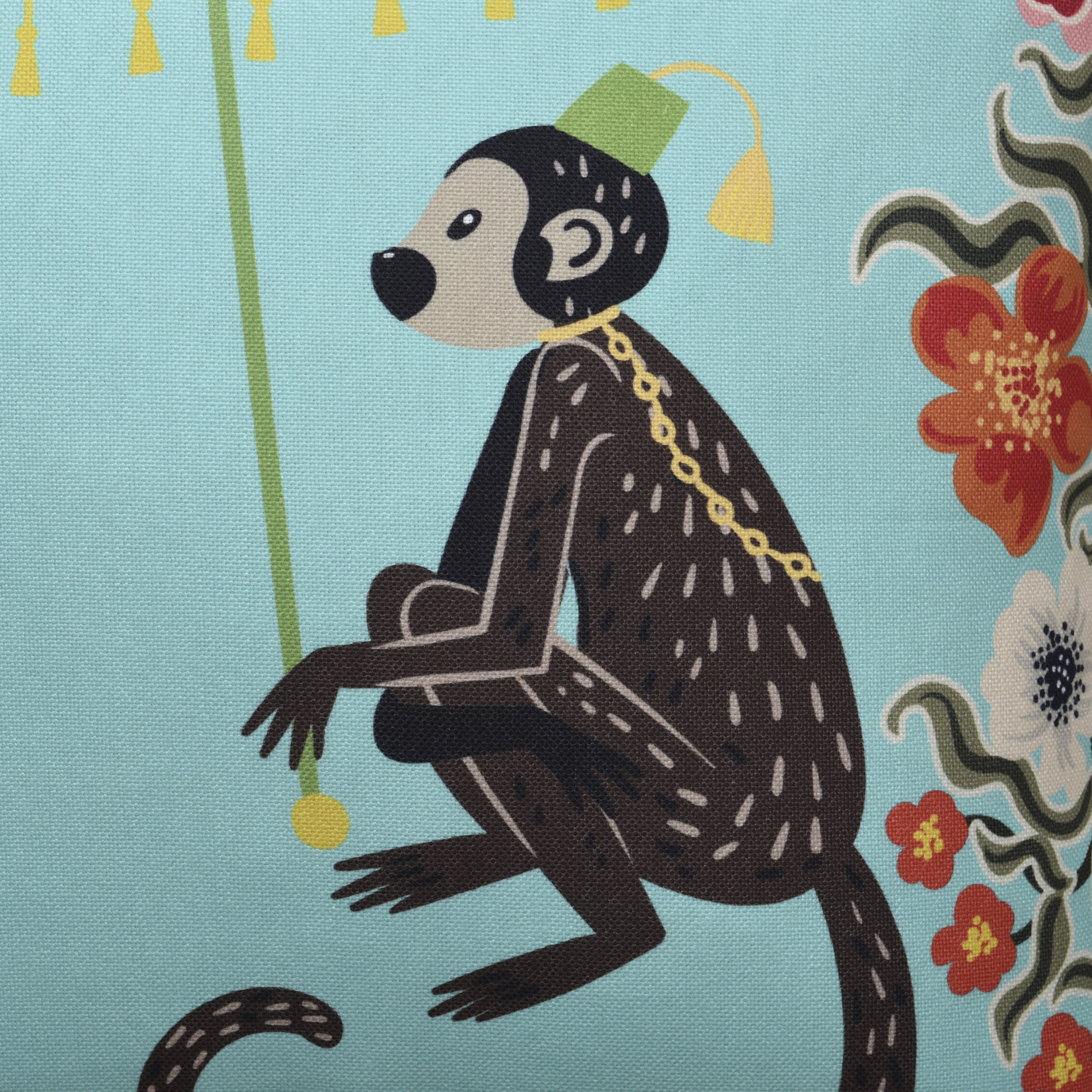 Maharaja Monkey 24 X 6 inch Turquoise Pillow