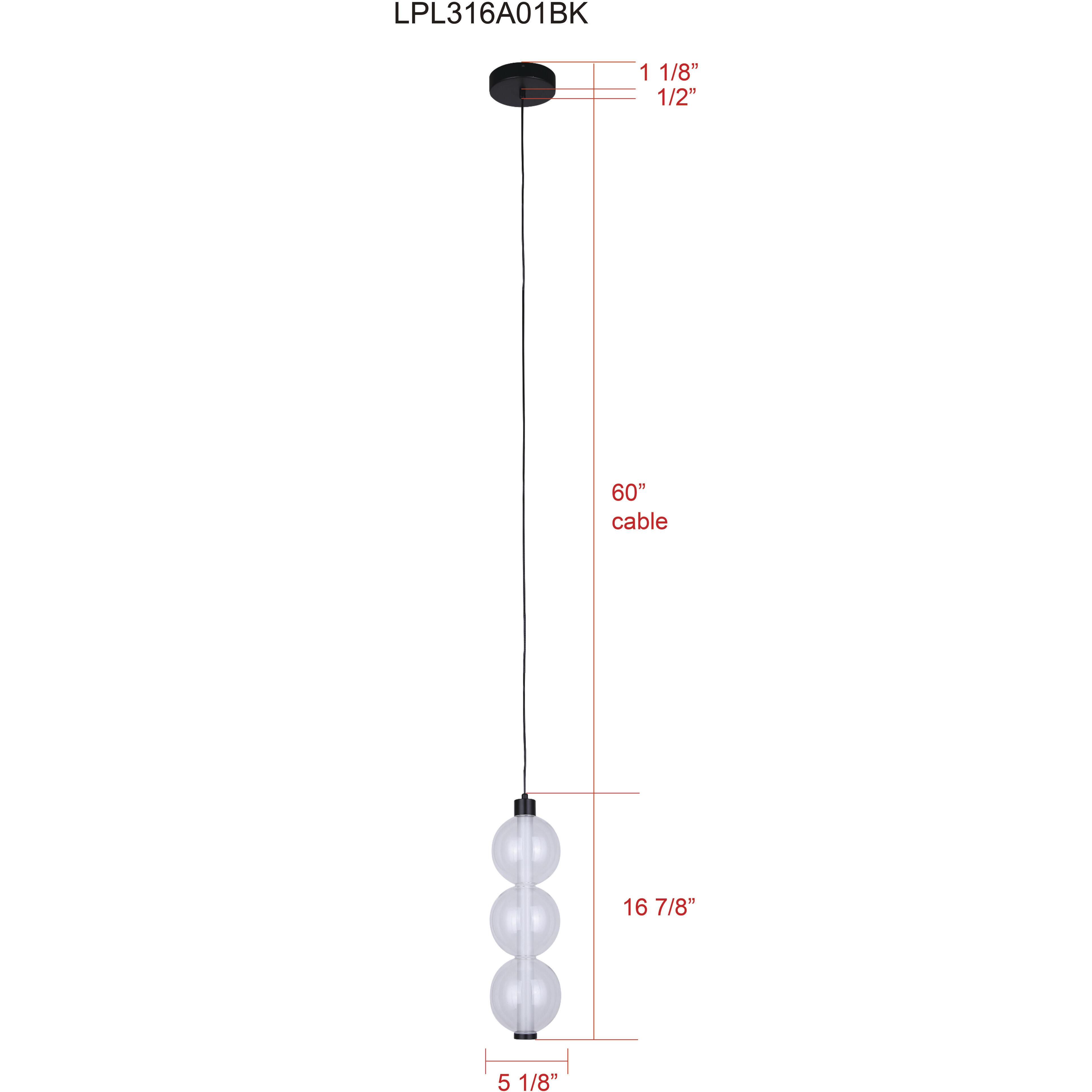Melody LED 5.13 inch Black Pendant Ceiling Light