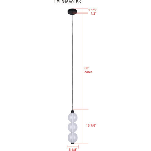 Melody LED 5.13 inch Black Pendant Ceiling Light