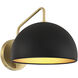 Vintage 1 Light 10 inch Matte Black with Natural Brass Wall Sconce Wall Light