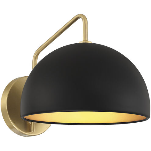 Vintage 1 Light 10 inch Matte Black with Natural Brass Wall Sconce Wall Light