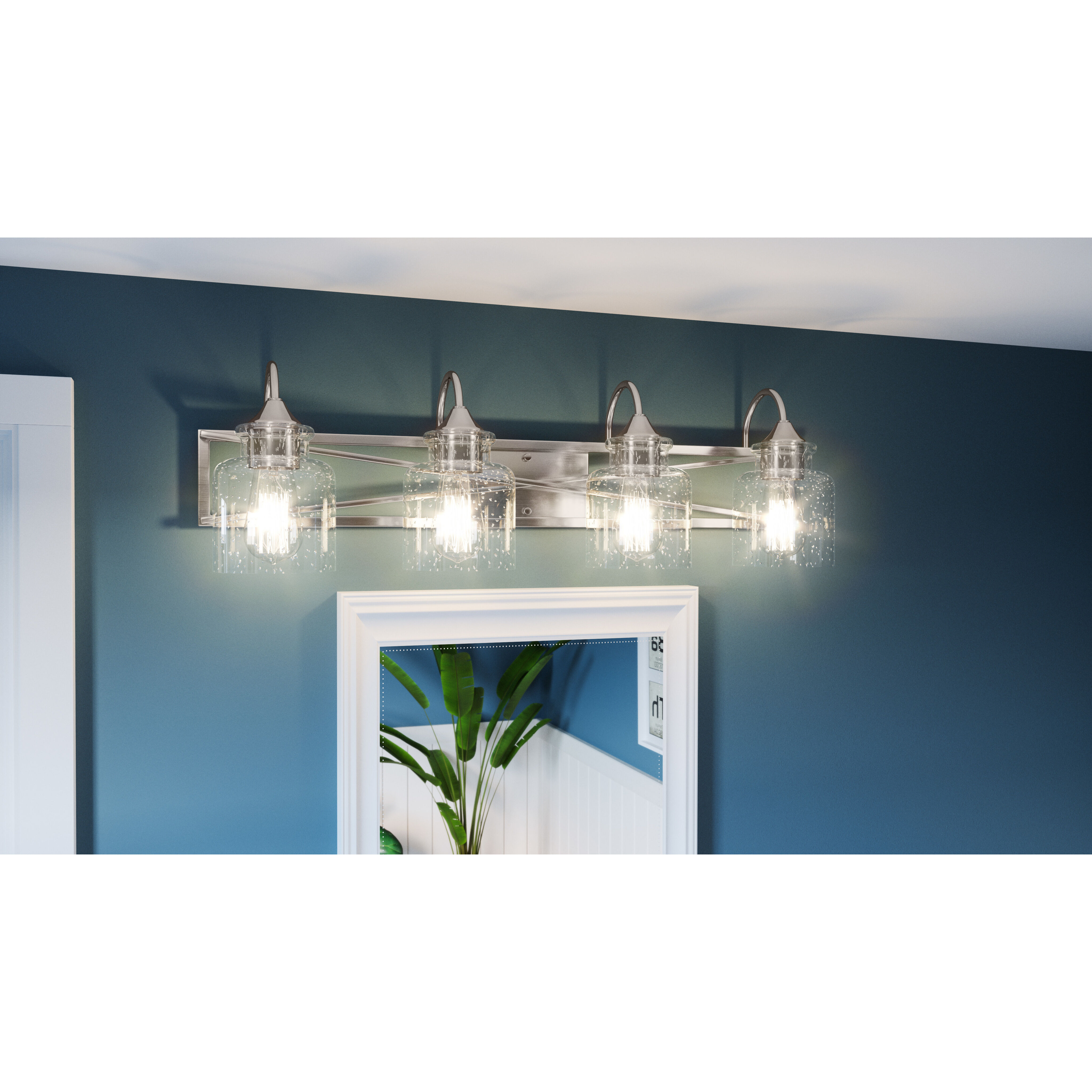 Bartley 4 Light 32 inch Brushed Nickel Bath Light Wall Light