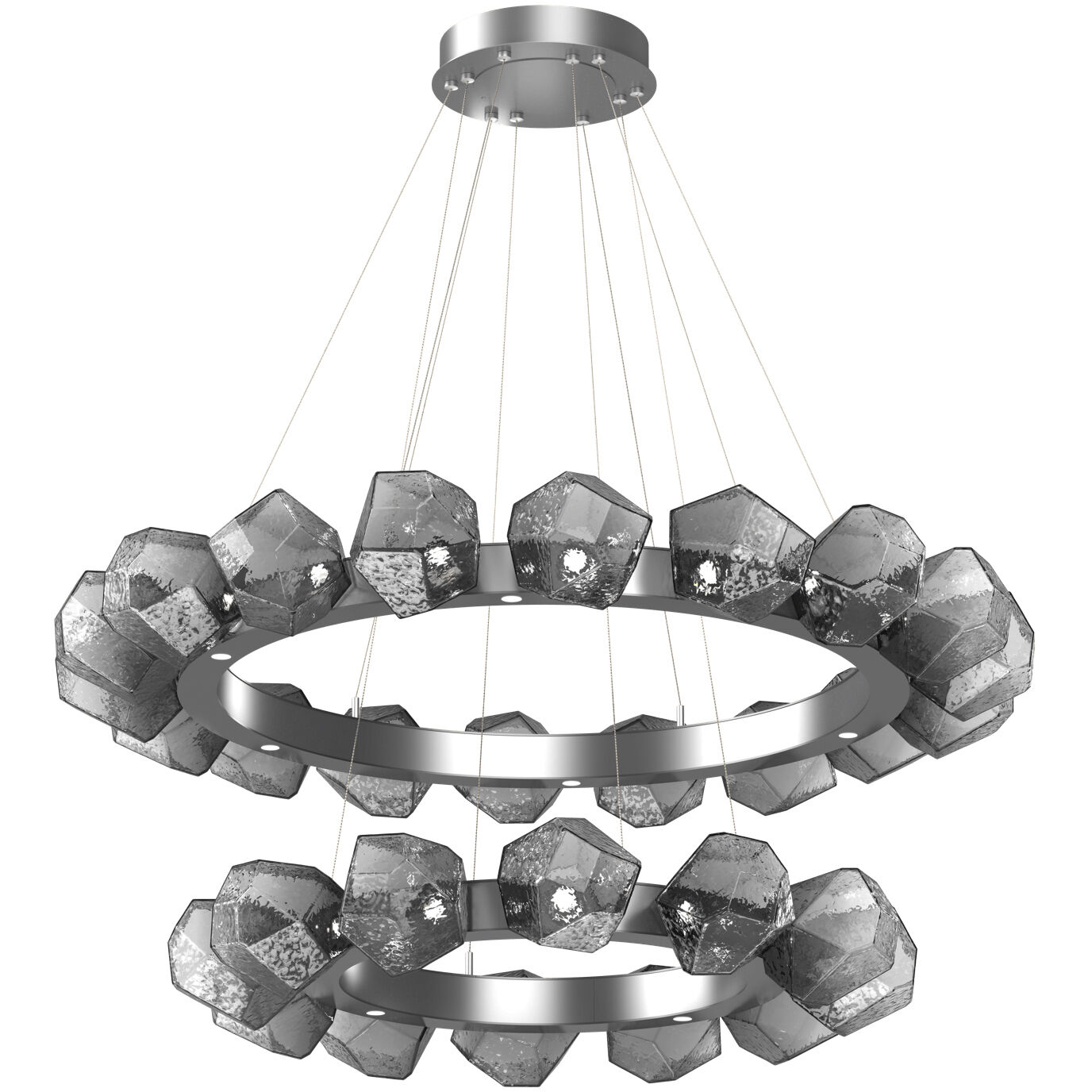Gem LED 48.3 inch Classic Silver Chandelier Ceiling Light, Radial Ring Two Tier