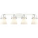 Pilaster II Cone 4 Light 36.5 inch Polished Chrome Bath Vanity Light Wall Light in Matte White Glass