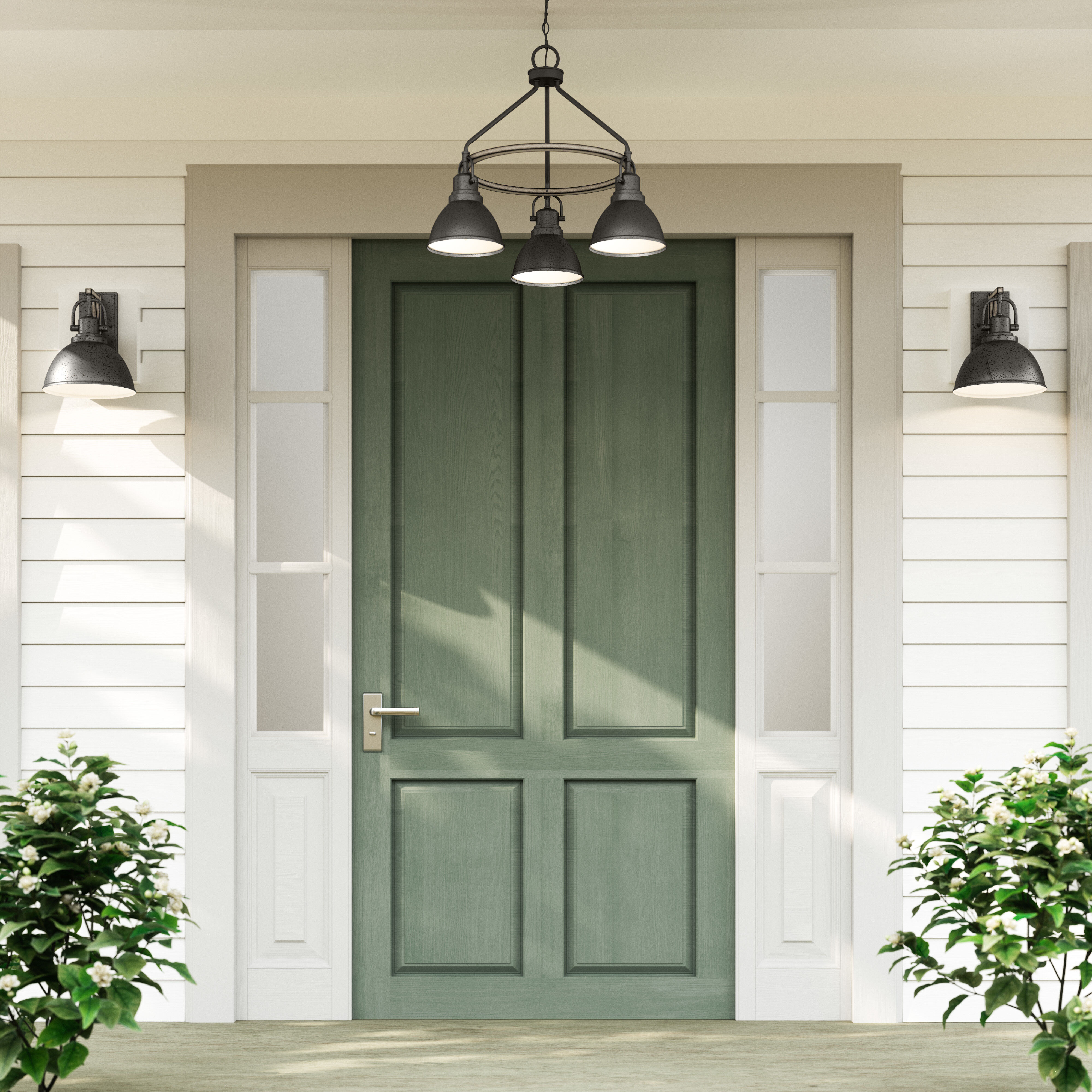 North Shore 3 Light 24 inch Iron with Palisade Gray Outdoor Pendant