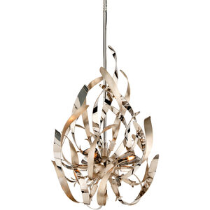 Graffiti 3 Light 15 inch Silver Leaf Polished Nickel Pendant Ceiling Light